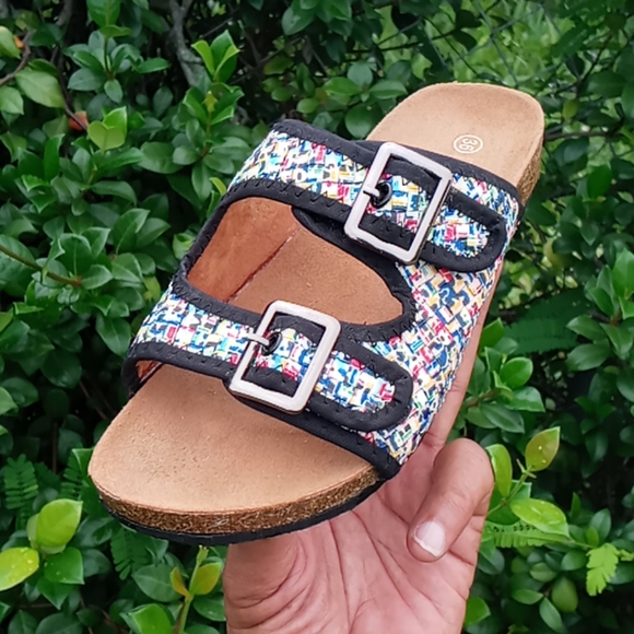 Bernie Mev Woven Double Strap Velcro Cork Sandal - Picture 2 of 16